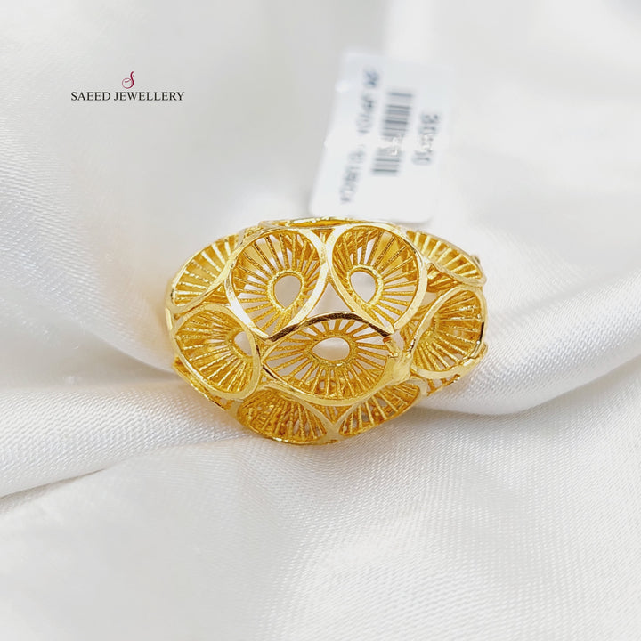 21K Gold Engraved Ring by Saeed Jewelry - Image 2