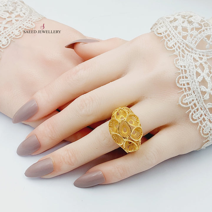 21K Gold Engraved Ring by Saeed Jewelry - Image 5