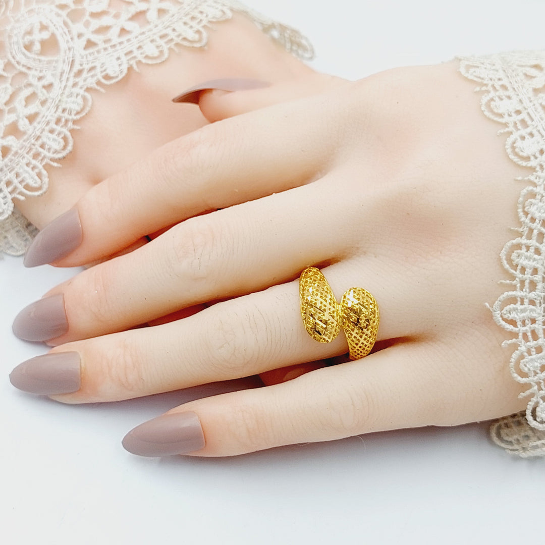 21K Gold Engraved Ring by Saeed Jewelry - Image 4