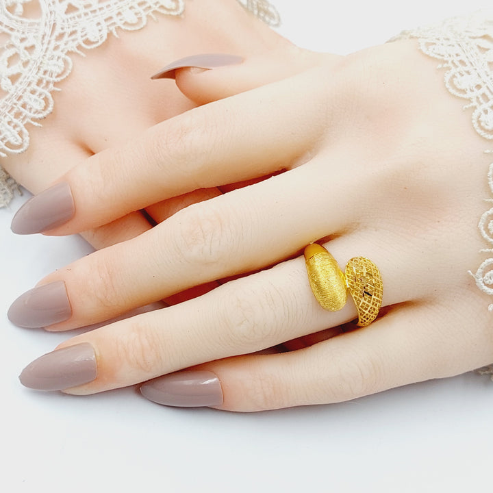 21K Gold Engraved Ring by Saeed Jewelry - Image 2