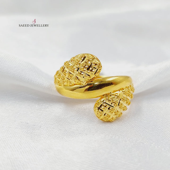 21K Gold Engraved Ring by Saeed Jewelry - Image 3
