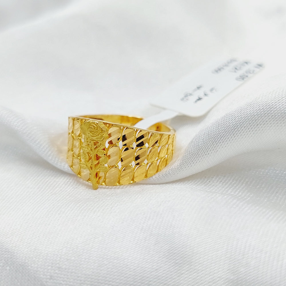 21K Gold Engraved Rose Ring by Saeed Jewelry - Image 2