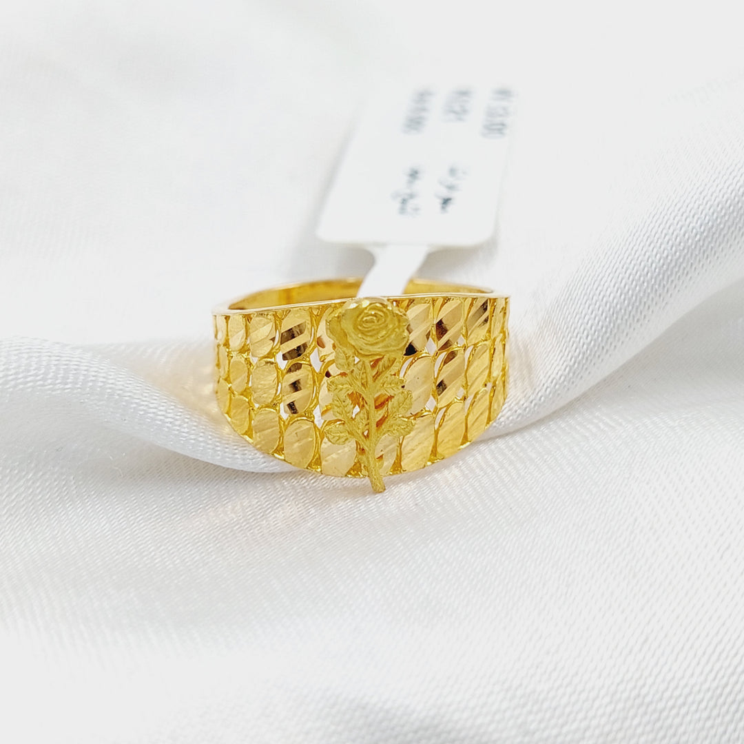 21K Gold Engraved Rose Ring by Saeed Jewelry - Image 1