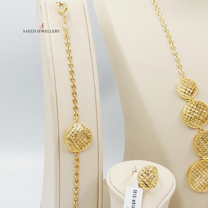   Engraved Set  Made Of 21K Yellow Gold Ring Size:  18 JP/CN | 9 US/CA<br>Bracelet Length:  20cm by Saeed Jewelry-30335