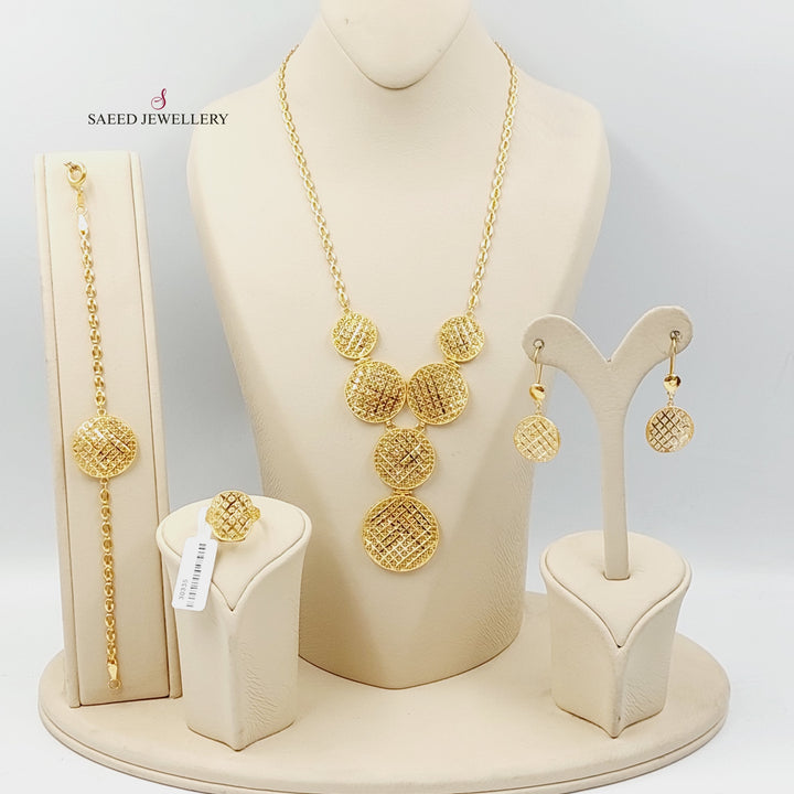   Engraved Set  Made Of 21K Yellow Gold Ring Size:  18 JP/CN | 9 US/CA<br>Bracelet Length:  20cm by Saeed Jewelry-30335