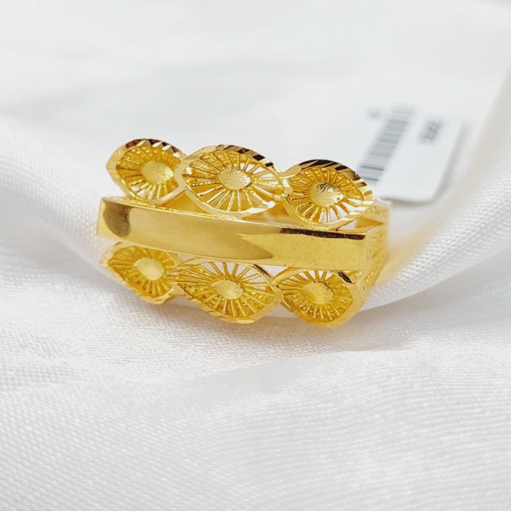 21K Gold Engraved Tears Ring by Saeed Jewelry - Image 1