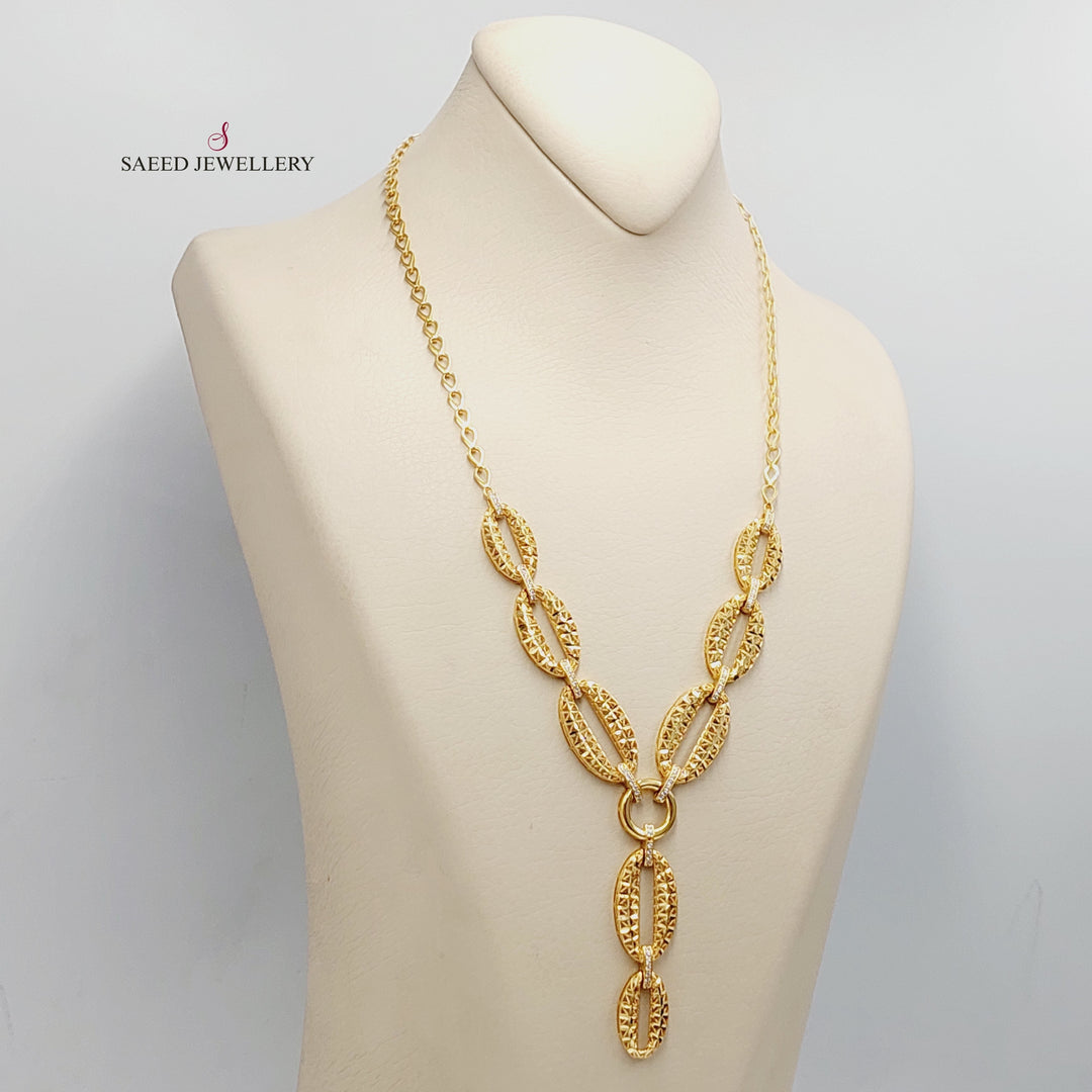 21K Gold Engraved Turkish Necklace by Saeed Jewelry - Image 2