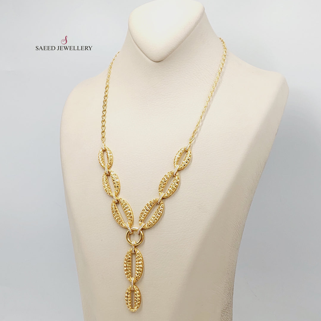 21K Gold Engraved Turkish Necklace by Saeed Jewelry - Image 3
