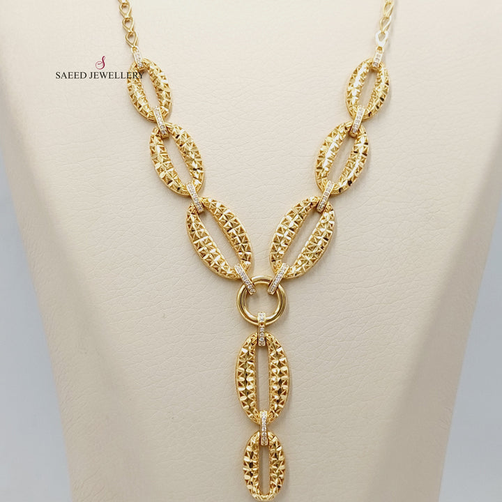 21K Gold Engraved Turkish Necklace by Saeed Jewelry - Image 5