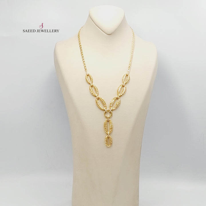 21K Gold Engraved Turkish Necklace by Saeed Jewelry - Image 1