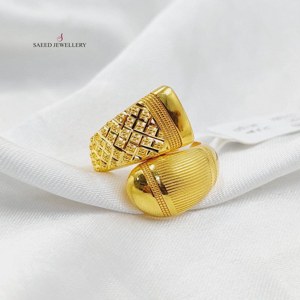 21K Gold Engraved Twisted Ring by Saeed Jewelry - Image 2
