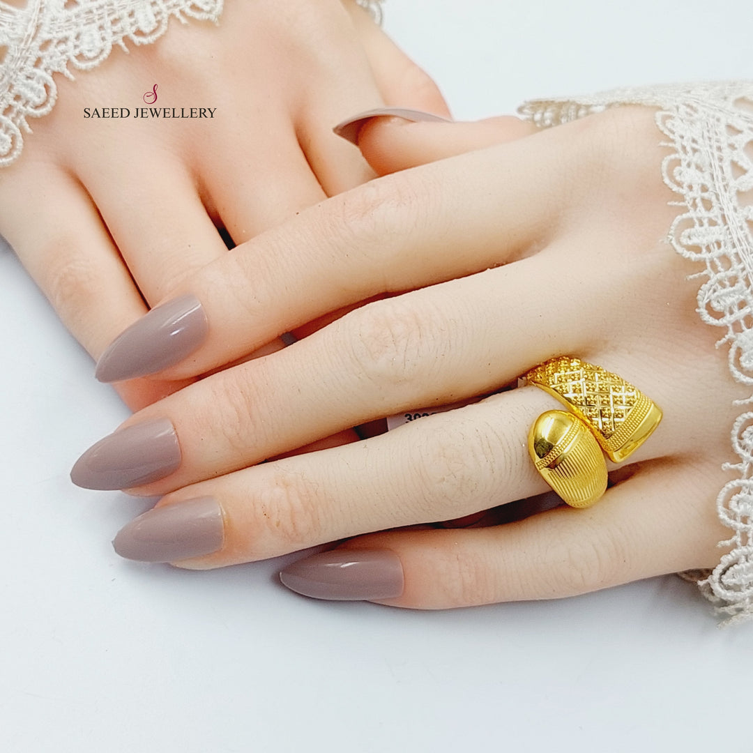 Engraved Twisted Ring  Made Of 21K Yellow Gold by Saeed Jewelry-30324
