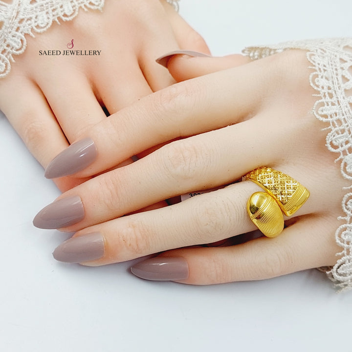 Engraved Twisted Ring  Made Of 21K Yellow Gold by Saeed Jewelry-30324