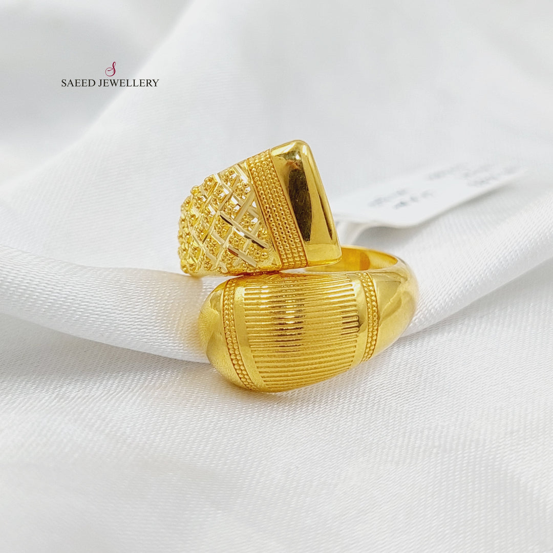 21K Gold Engraved Twisted Ring by Saeed Jewelry - Image 1