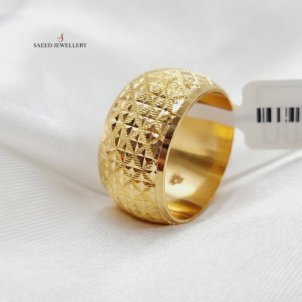 21K Gold Engraved Wedding Ring by Saeed Jewelry - Image 2