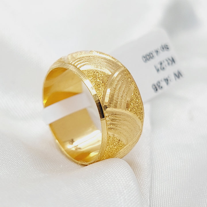 21K Gold Engraved Wedding Ring by Saeed Jewelry - Image 3