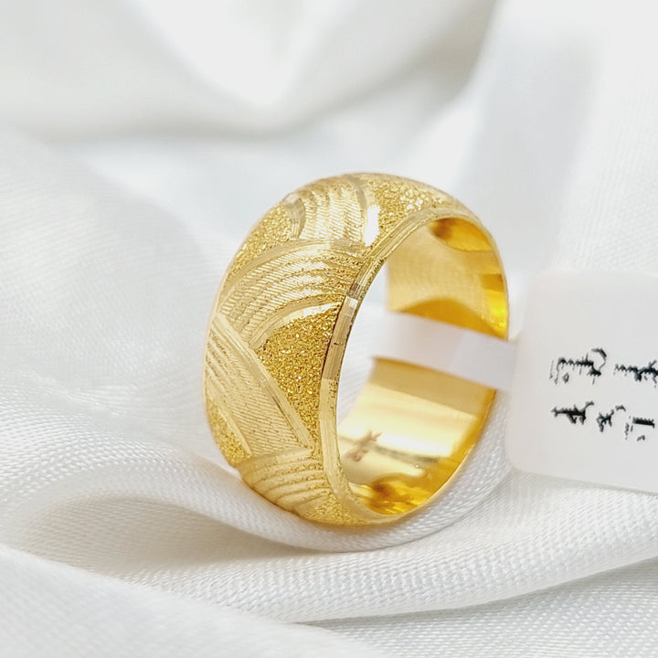 21K Gold Engraved Wedding Ring by Saeed Jewelry - Image 5