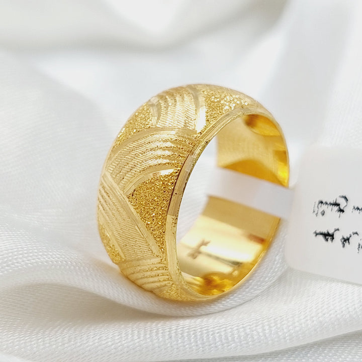 21K Gold Engraved Wedding Ring by Saeed Jewelry - Image 1