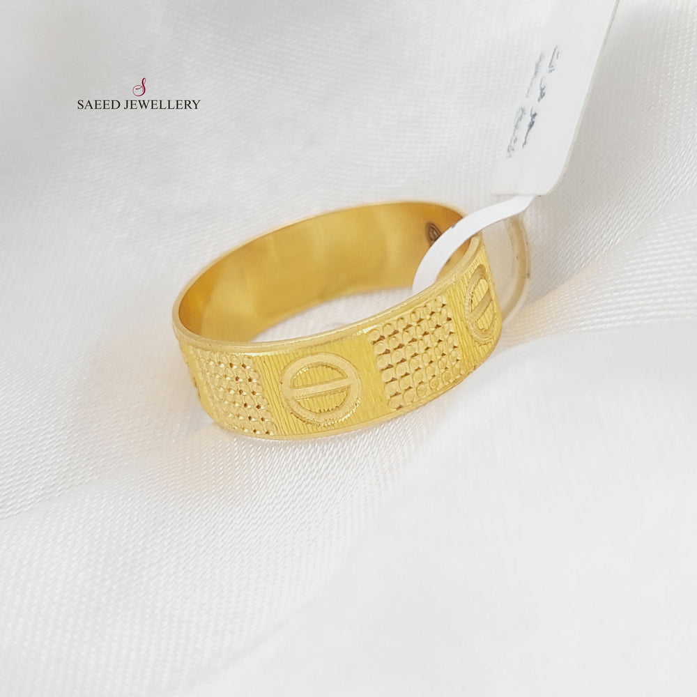 21K Gold Engraved Wedding Ring by Saeed Jewelry - Image 2