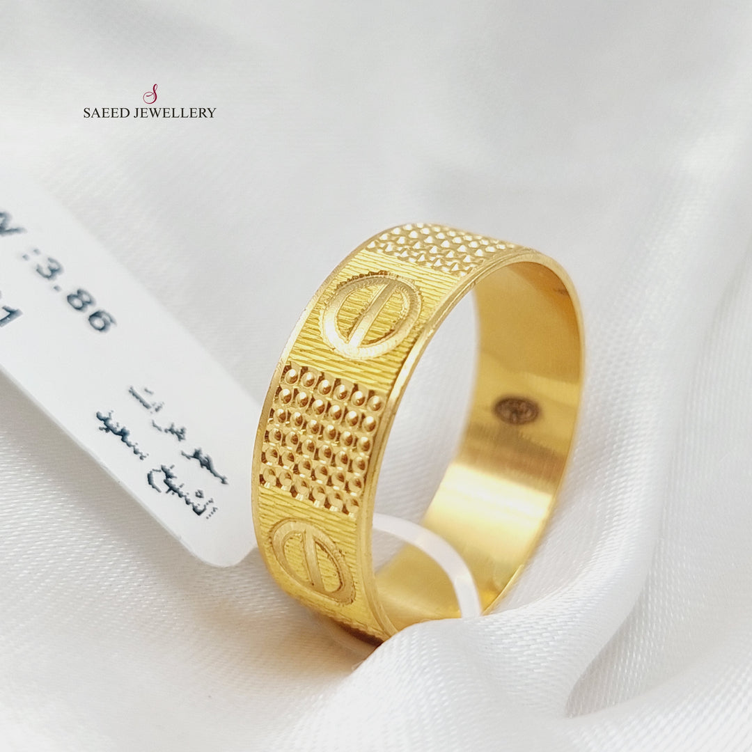 21K Gold Engraved Wedding Ring by Saeed Jewelry - Image 3