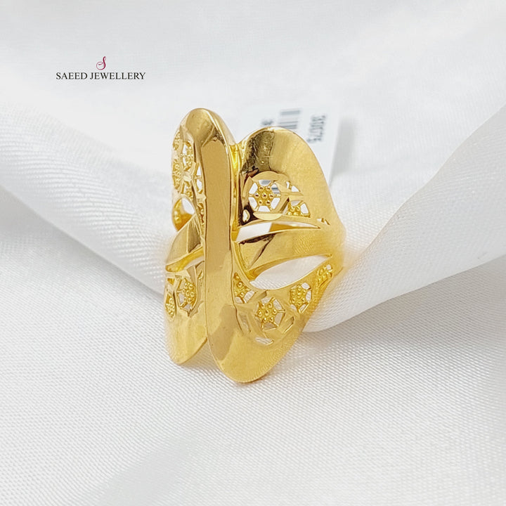 21K Gold Engraved Wings Ring by Saeed Jewelry - Image 2