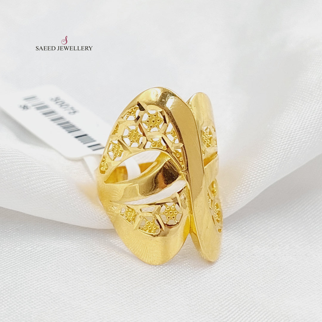 21K Gold Engraved Wings Ring by Saeed Jewelry - Image 3