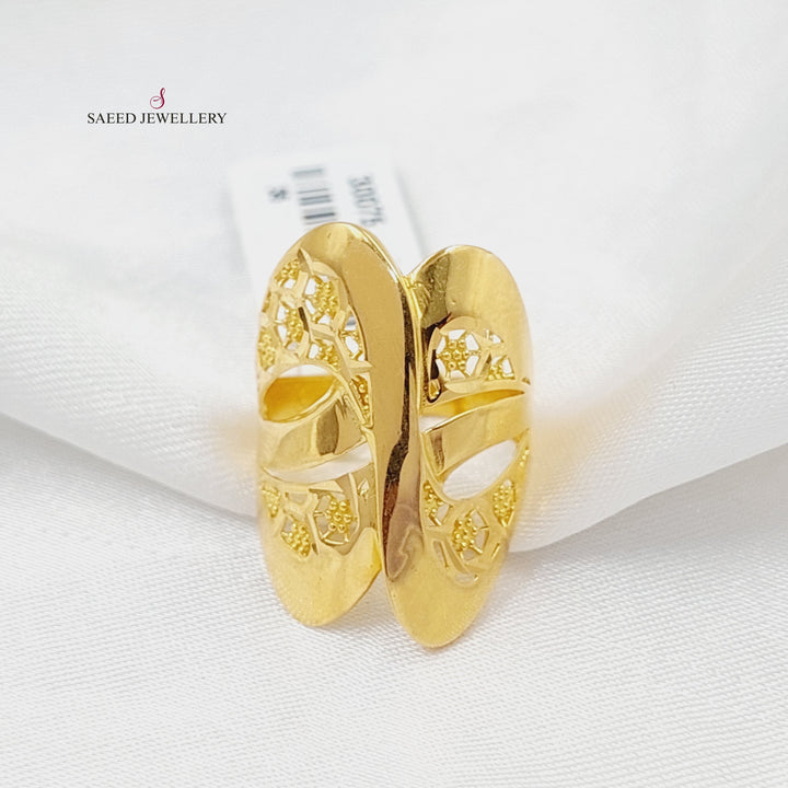 21K Gold Engraved Wings Ring by Saeed Jewelry - Image 4