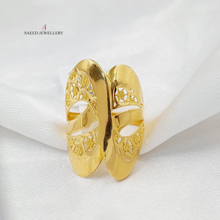 21K Gold Engraved Wings Ring by Saeed Jewelry - Image 5