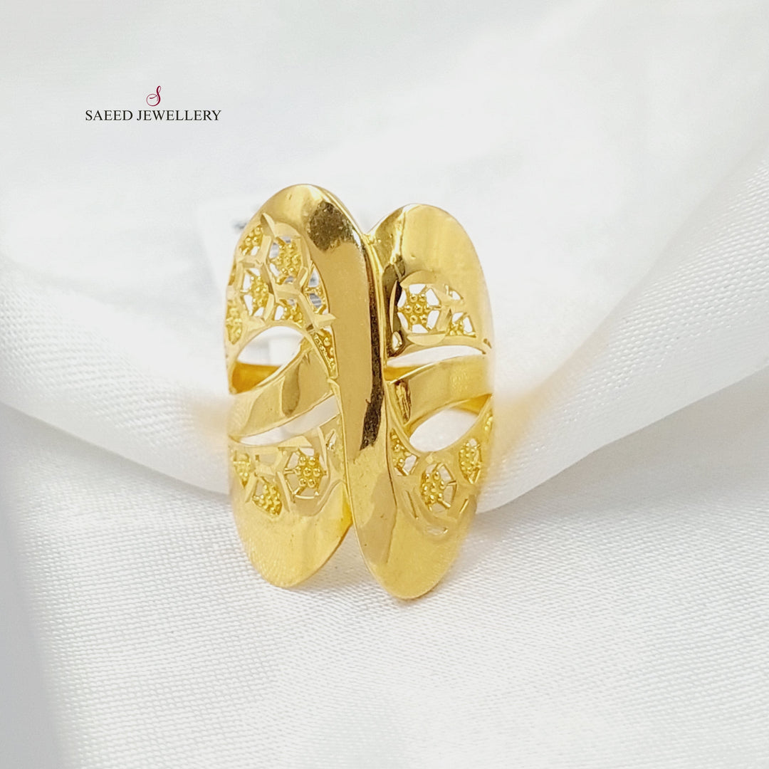 21K Gold Engraved Wings Ring by Saeed Jewelry - Image 1