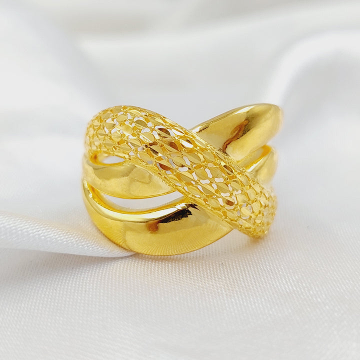 Engraved X Style Ring  Made of 21K Yellow Gold by Saeed Jewelry-31028
