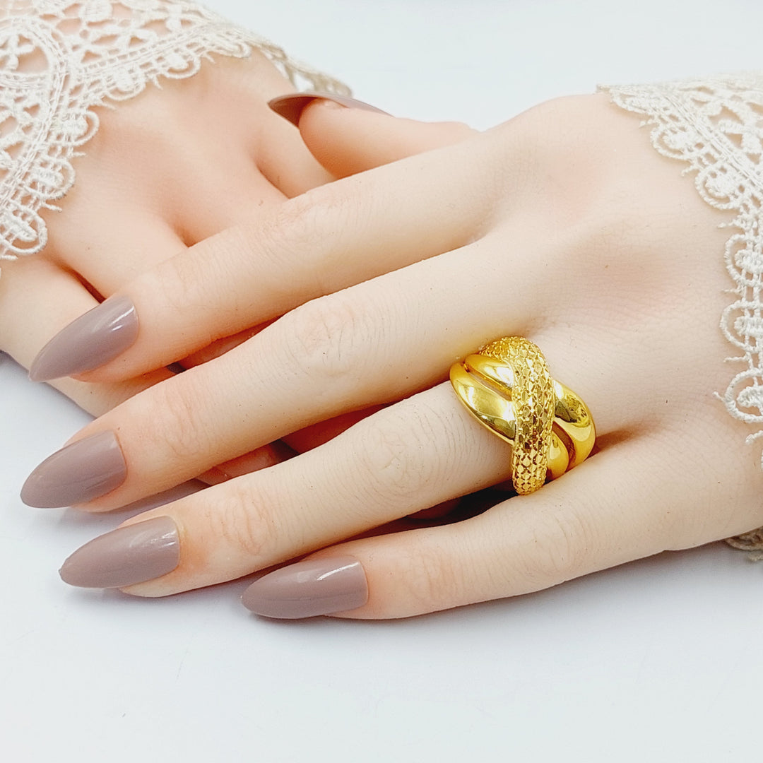 Engraved X Style Ring  Made of 21K Yellow Gold by Saeed Jewelry-31029