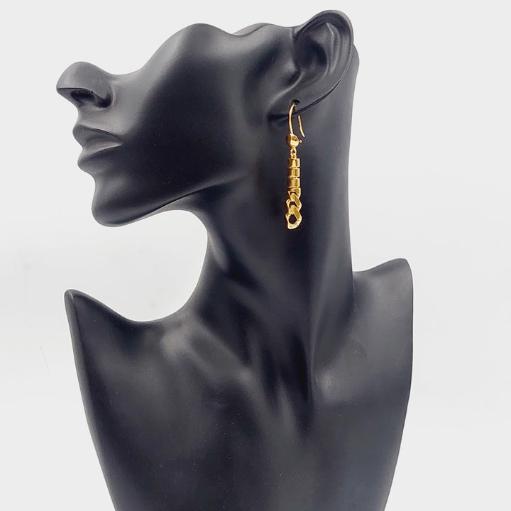 21K Gold Fancy Cuban Links Earrings by Saeed Jewelry - Image 3