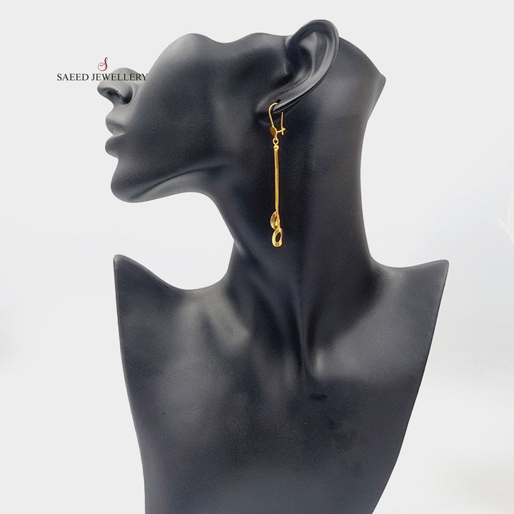 21K Gold Fancy Dandash Earrings by Saeed Jewelry - Image 4