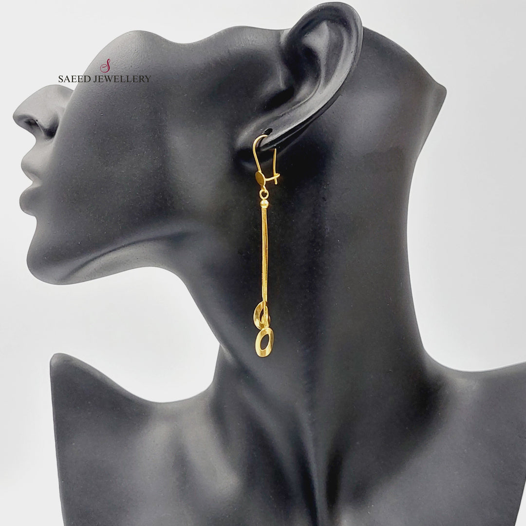 21K Gold Fancy Dandash Earrings by Saeed Jewelry - Image 5
