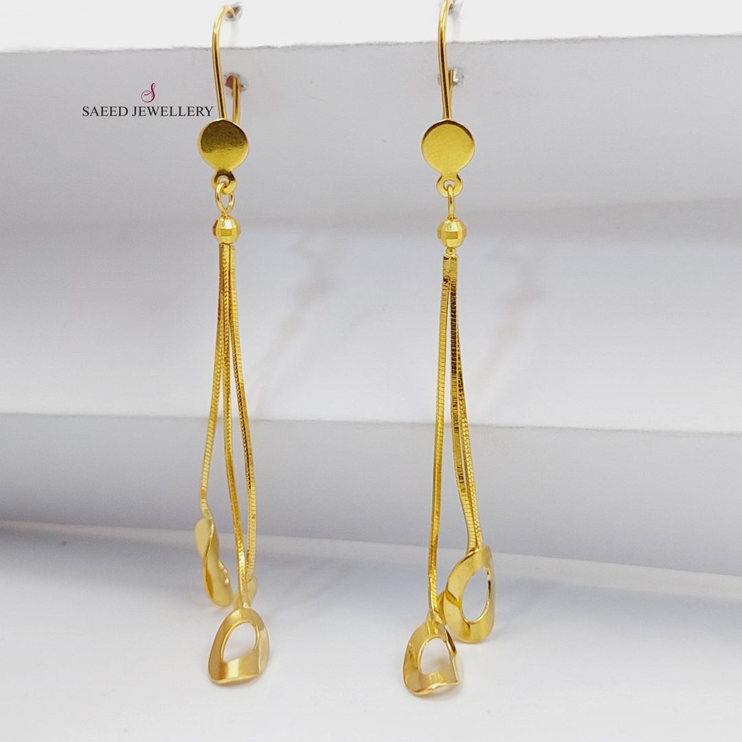 21K Gold Fancy Dandash Earrings by Saeed Jewelry - Image 1