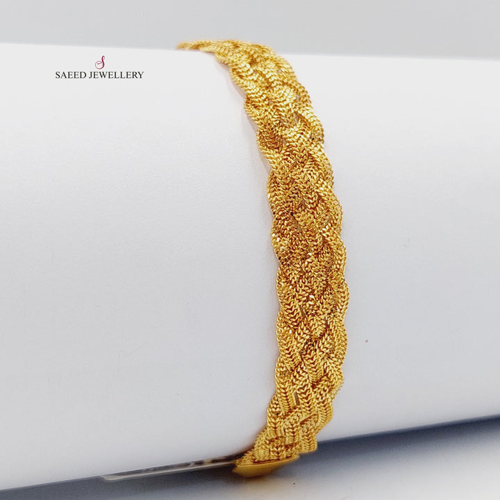 21K Gold Fancy Flat Bracelet by Saeed Jewelry - Image 3