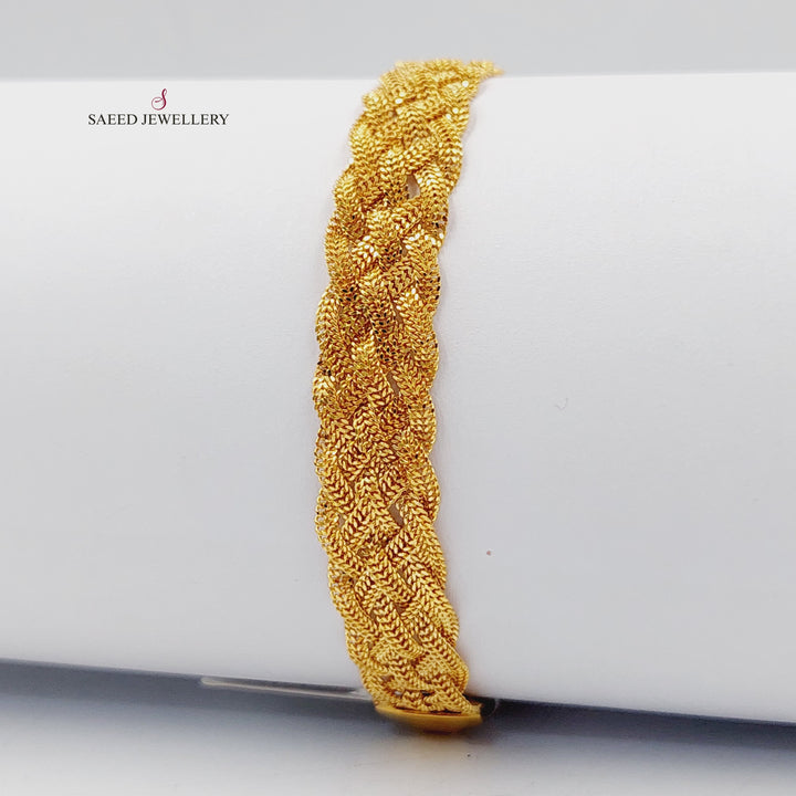 21K Gold Fancy Flat Bracelet by Saeed Jewelry - Image 4