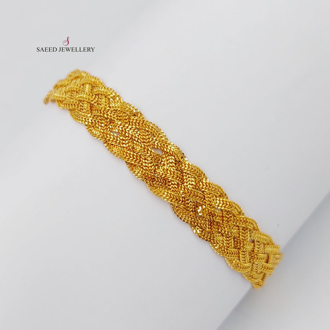 21K Gold Fancy Flat Bracelet by Saeed Jewelry - Image 5