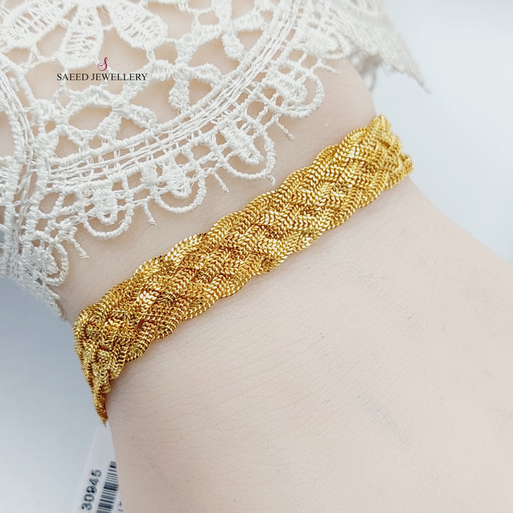 21K Gold Fancy Flat Bracelet by Saeed Jewelry - Image 6