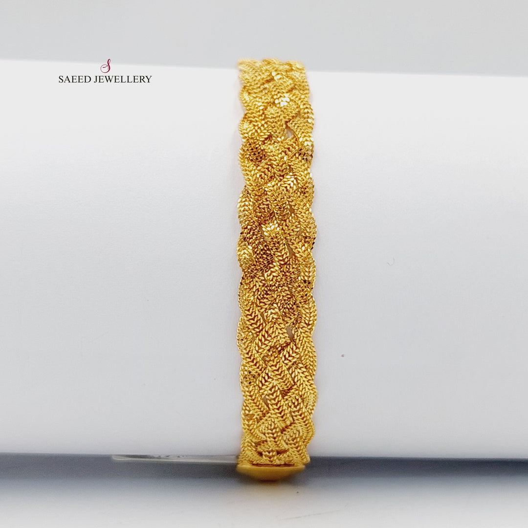 21K Gold Fancy Flat Bracelet by Saeed Jewelry - Image 1