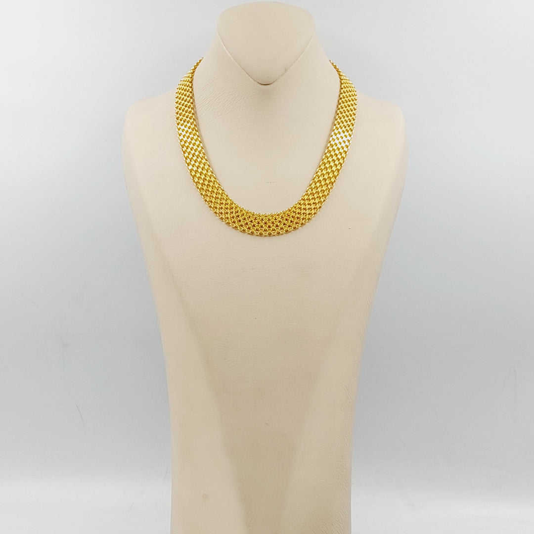 21K Gold Fancy Flat Necklace by Saeed Jewelry - Image 3