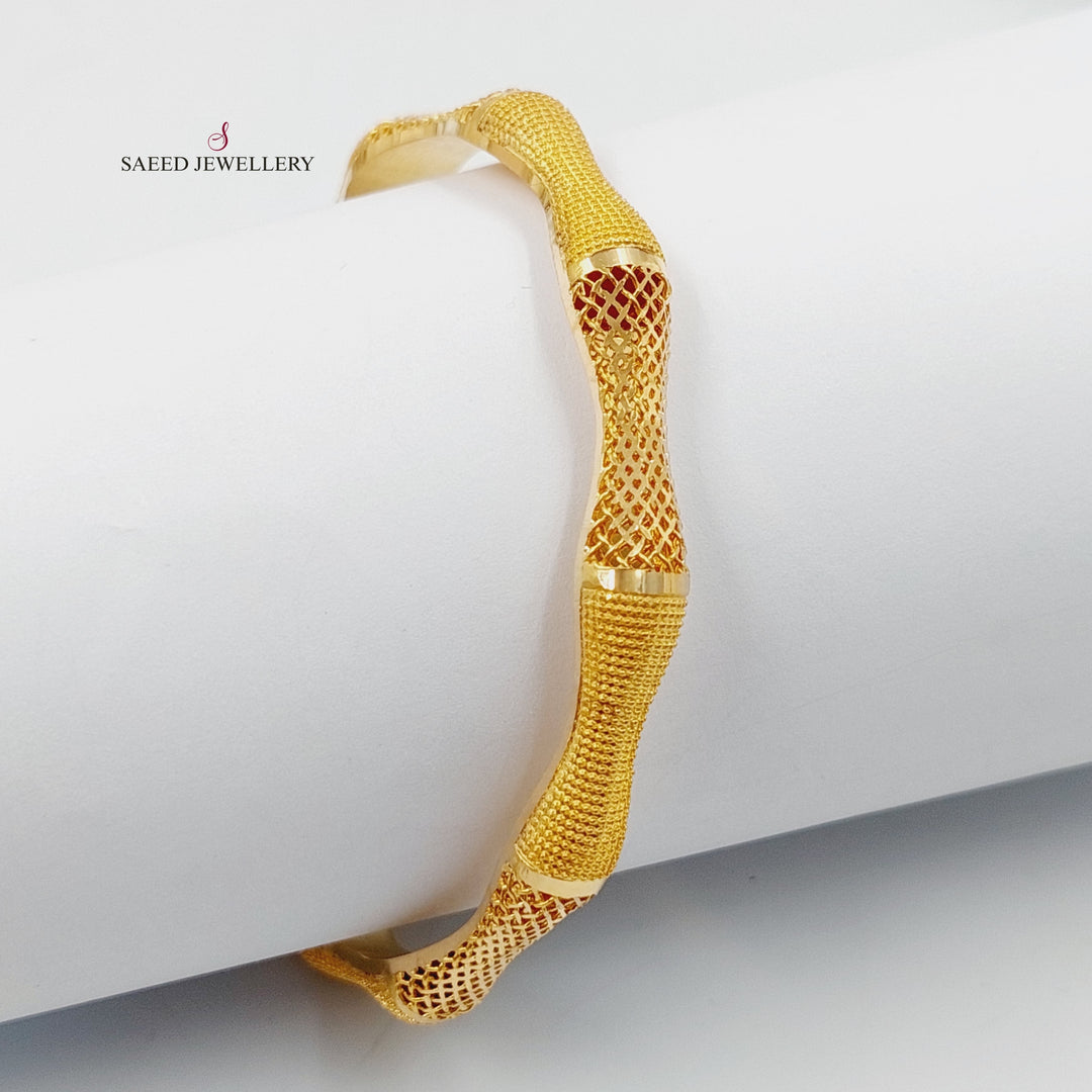 21K Gold Fancy Kuwaiti Bangle by Saeed Jewelry - Image 6