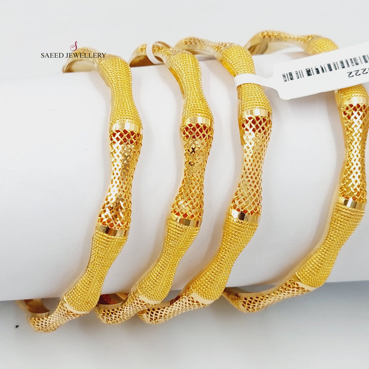 21K Gold Fancy Kuwaiti Bangle by Saeed Jewelry - Image 1