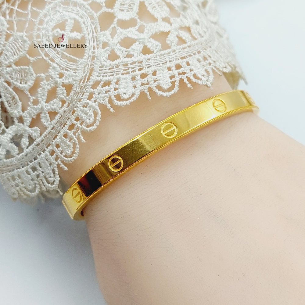 21K Gold Figaro Bangle Bracelet by Saeed Jewelry - Image 2