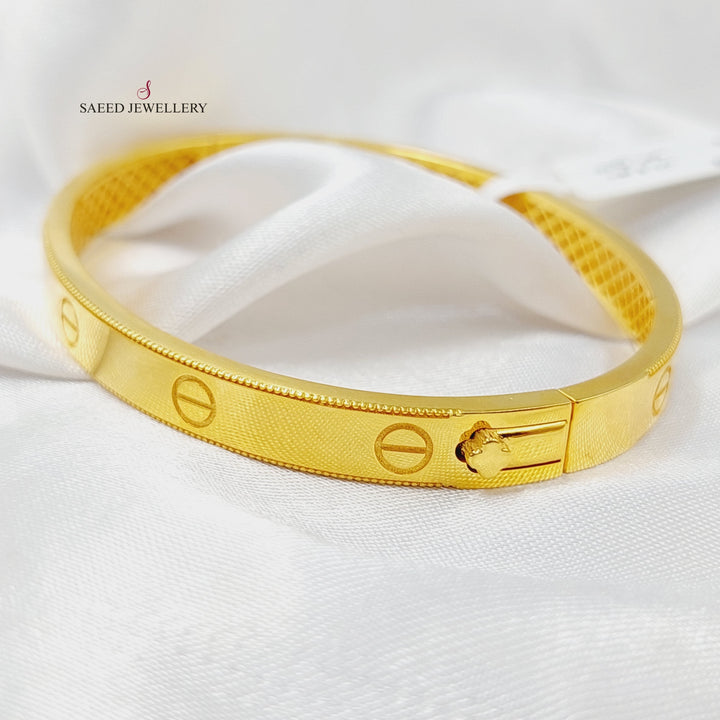 21K Gold Figaro Bangle Bracelet by Saeed Jewelry - Image 3