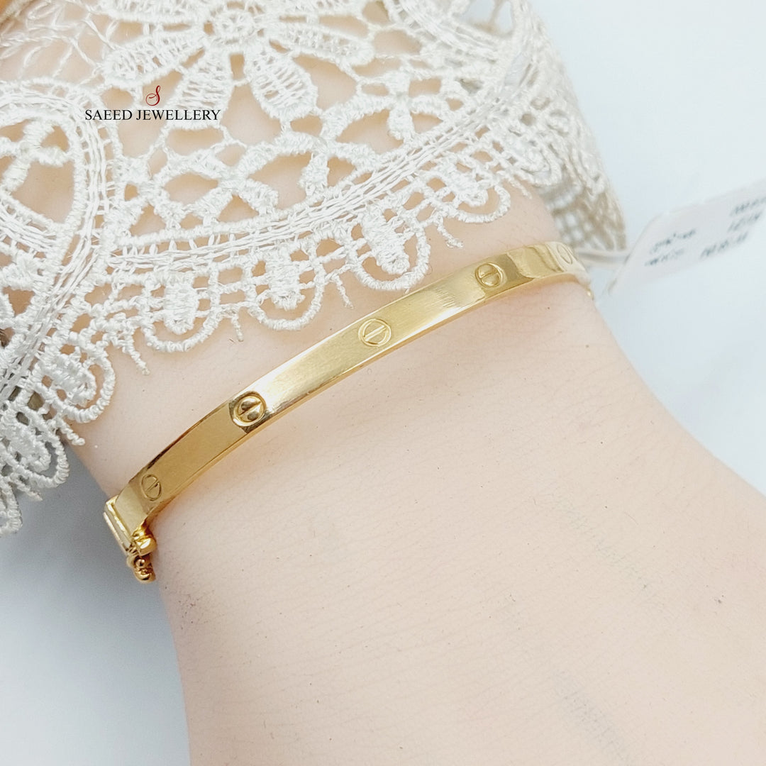 21K Gold Figaro Bangle Bracelet by Saeed Jewelry - Image 5