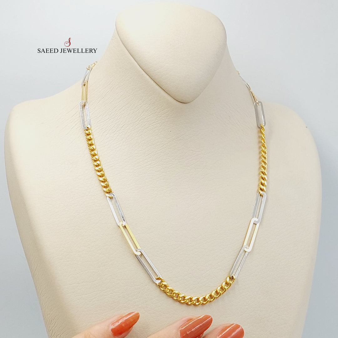 21K Gold 5mm Mix Figaro Necklace Chain by Saeed Jewelry - Image 2