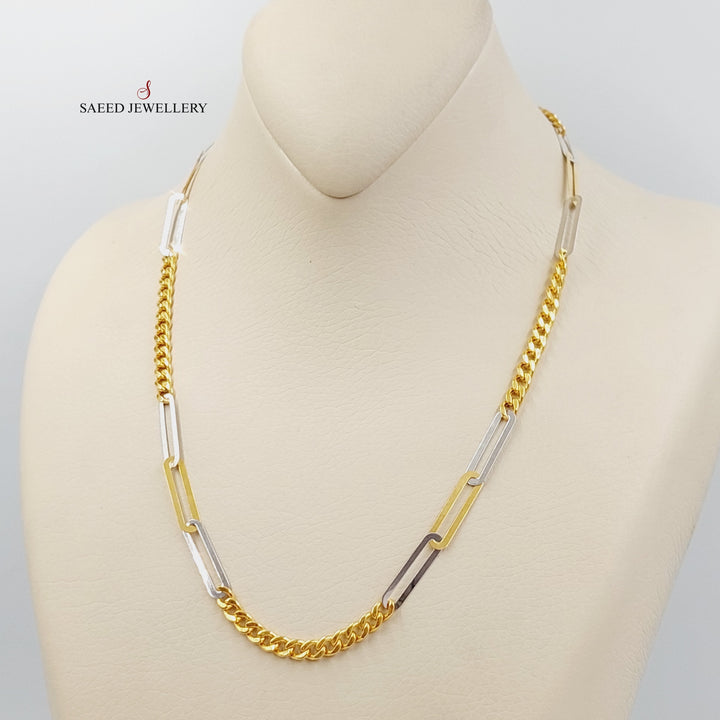 21K Gold 5mm Mix Figaro Necklace Chain by Saeed Jewelry - Image 3