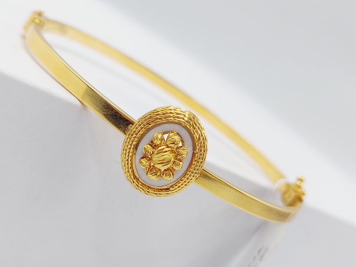 21K Gold Figaro Fancy Bangle Bracelet by Saeed Jewelry - Image 6