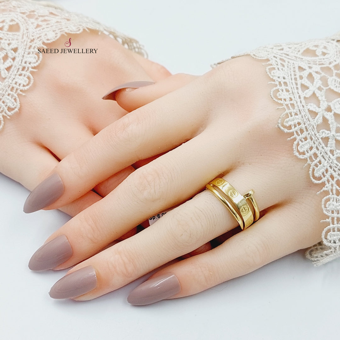 18K Gold Figaro Nail Ring by Saeed Jewelry - Image 4